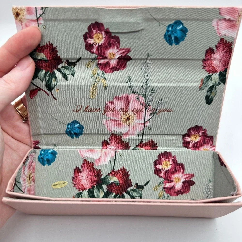 Ted Baker London Sunglasses Hard Case Pink‎ Rose Gold Magnetic Floral Lining